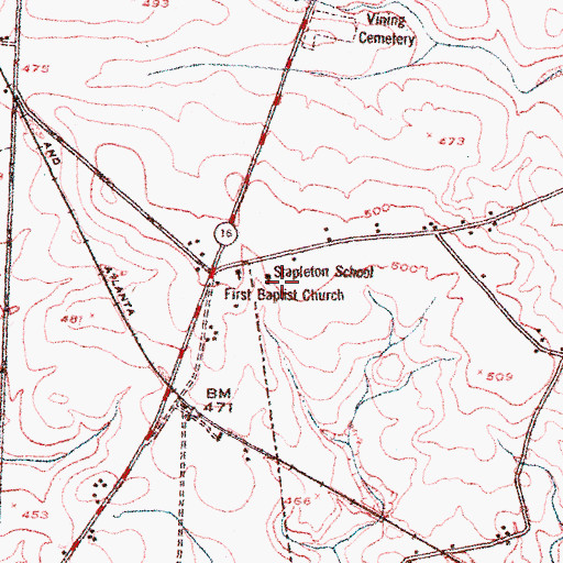 Topographic Map of Stapleton School, GA