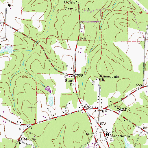Topographic Map of Stark Church, GA