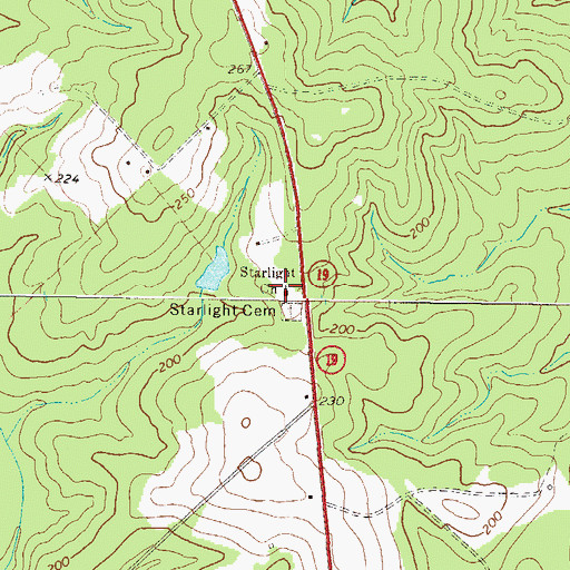Topographic Map of Starlight Church, GA