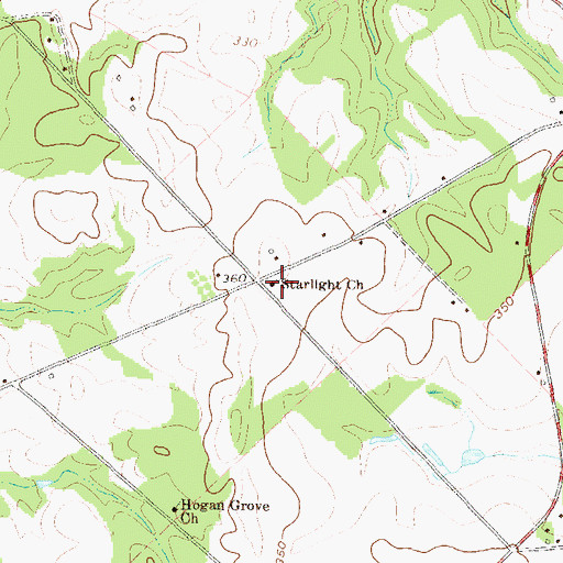 Topographic Map of Starlight Church, GA