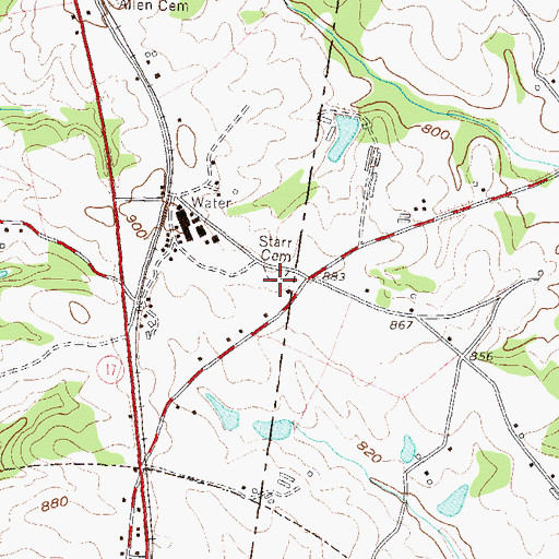 Topographic Map of Starr Cemetery, GA