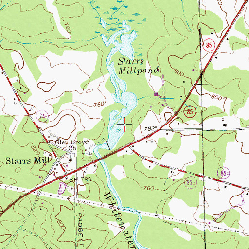Topographic Map of Starrs Millpond, GA