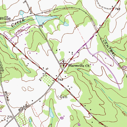 Topographic Map of Starrsville Church, GA