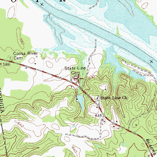 Topographic Map of State Line Cemetery, GA