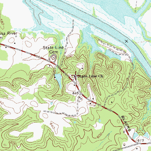 Topographic Map of State Line Church, GA