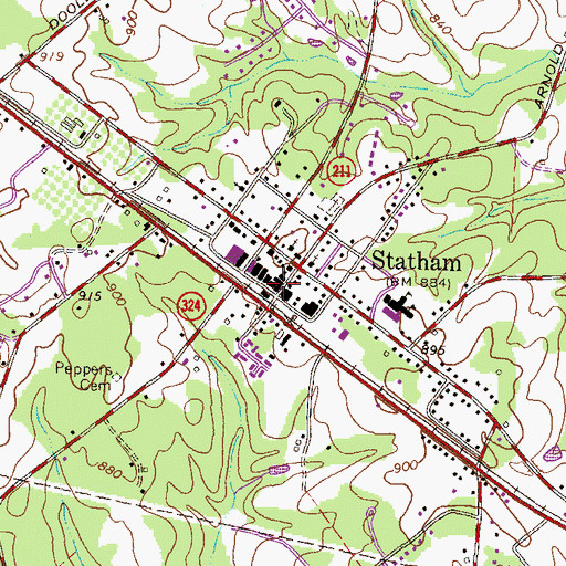 Topographic Map of Statham, GA