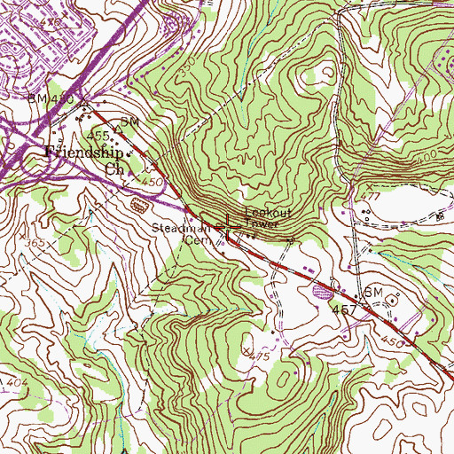 Topographic Map of Steadman Cemetery, GA