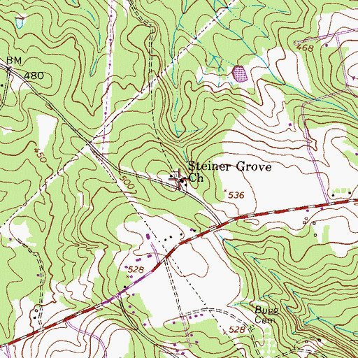 Topographic Map of Steiner Grove Church, GA
