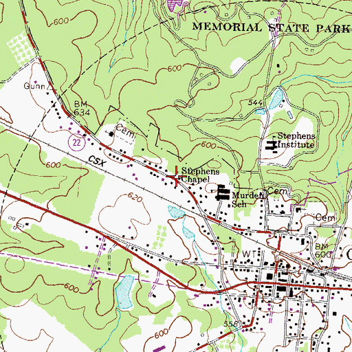 Topographic Map of Stephens Chapel, GA