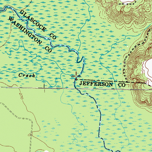 Topographic Map of Stephens Creek, GA