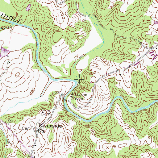 Topographic Map of Stephens Creek, GA
