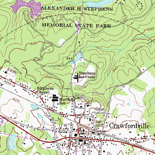 Topographic Map of Stephens Institute, GA