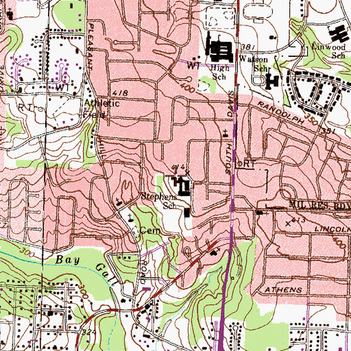 Topographic Map of Stephens School, GA