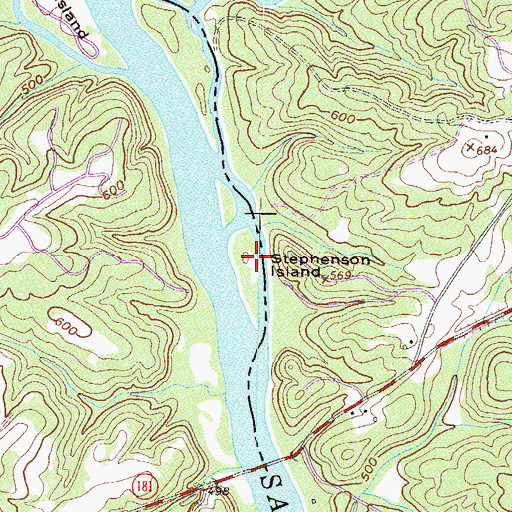 Topographic Map of Stephenson Island, GA
