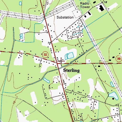 Topographic Map of Sterling, GA
