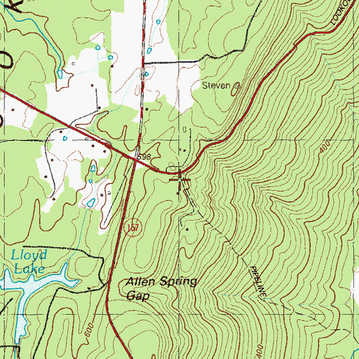 Topographic Map of Steven Gap, GA