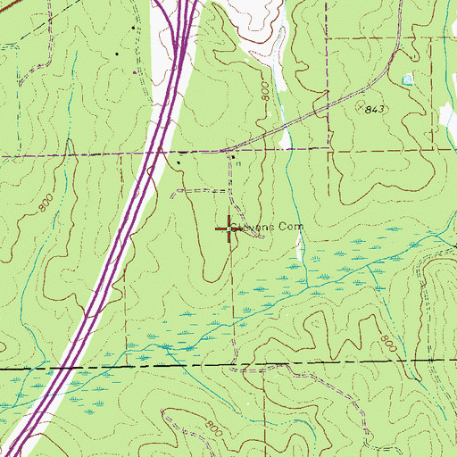 Topographic Map of Stevens Cemetery, GA