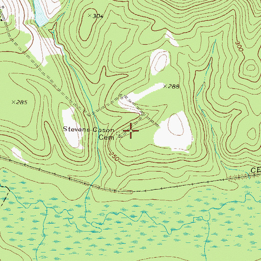 Topographic Map of Stevens-Cason Cemetery, GA
