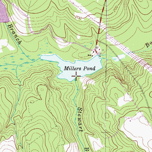 Topographic Map of Stewart Branch, GA