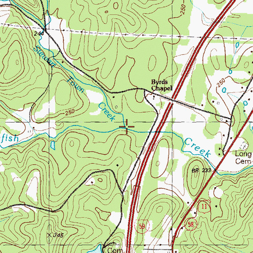 Topographic Map of Stewart Town Creek, GA