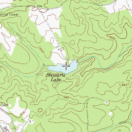 Topographic Map of Stewarts Lake, GA