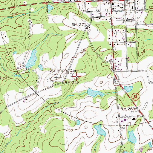 Topographic Map of Stillmore Cemetery, GA