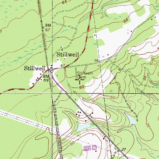 Topographic Map of Stillwell Cemetery, GA