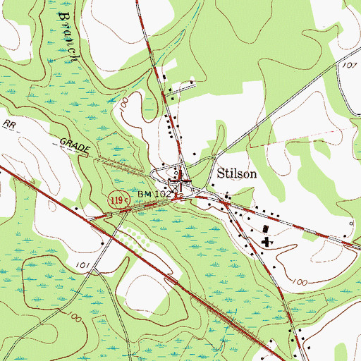 Topographic Map of Stilson, GA
