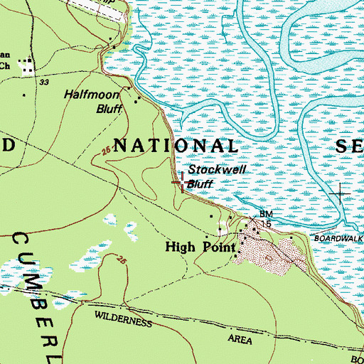 Topographic Map of Stockwell Bluff, GA