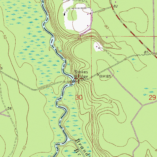 Topographic Map of Stokes Bridge, GA