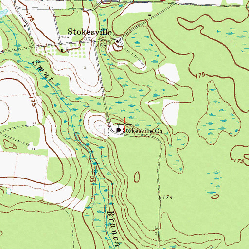 Topographic Map of Stokesville Church, GA