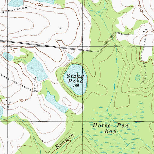 Topographic Map of Story Pond, GA