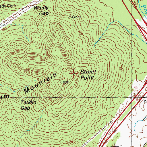 Topographic Map of Street Point, GA