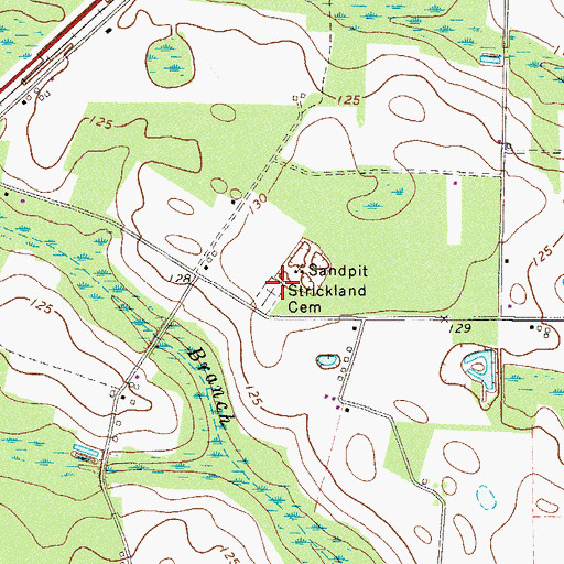 Topographic Map of Strickland Cemetery, GA