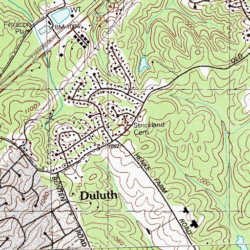 Topographic Map of Strickland Cemetery, GA