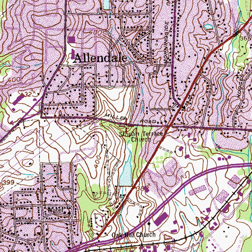 Topographic Map of Striplin Terrace Church, GA