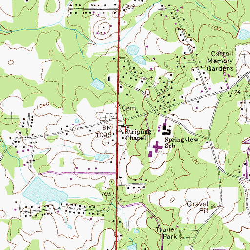 Topographic Map of Stripling Chapel, GA