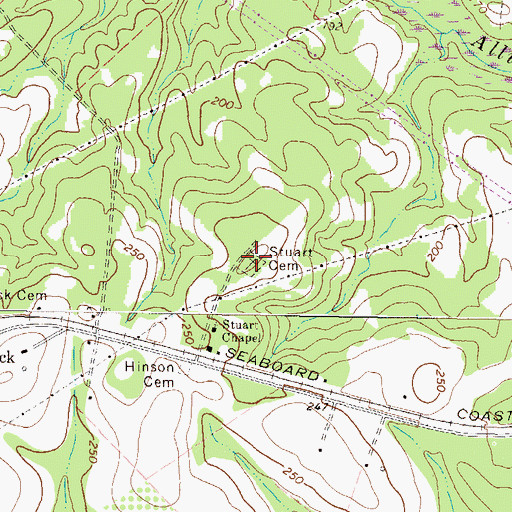 Topographic Map of Stuart Cemetery, GA