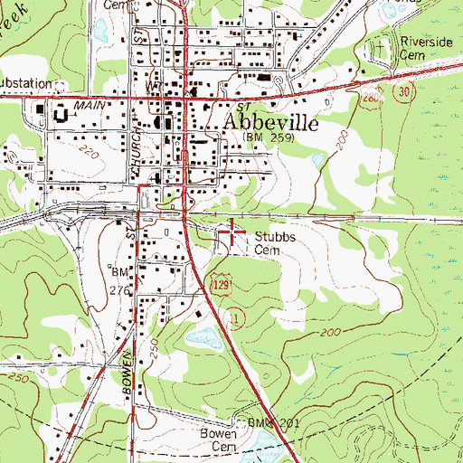 Topographic Map of Stubbs Cemetery, GA