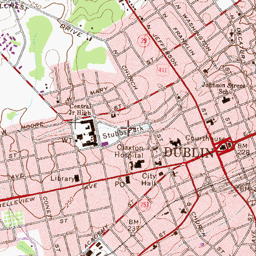 Topographic Map of Stubbs Park, GA