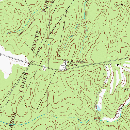 Topographic Map of Studdard Cemetery, GA