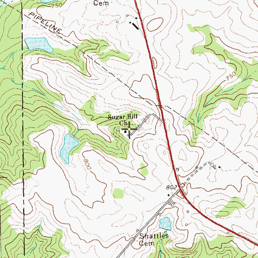 Topographic Map of Sugar Hill Church, GA