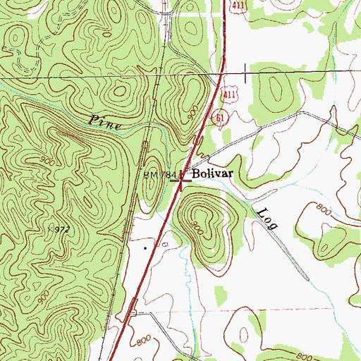 Topographic Map of Sugar Hill Creek, GA