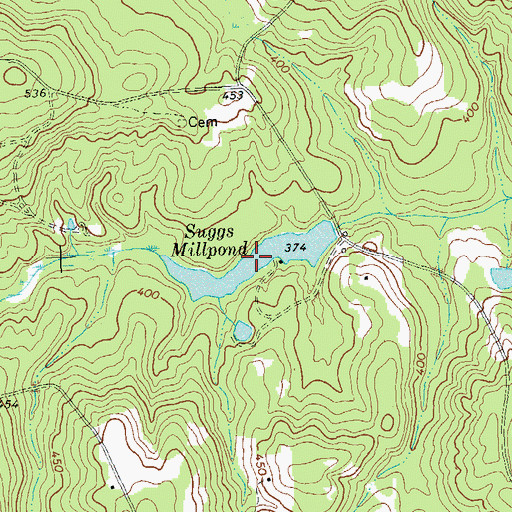 Topographic Map of Suggs Millpond, GA
