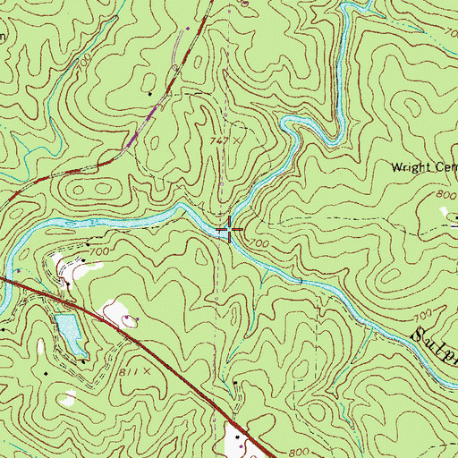 Topographic Map of Sulphur Creek, GA