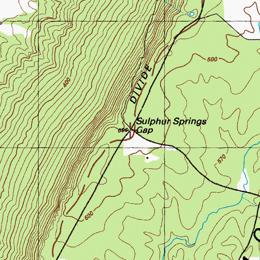 Topographic Map of Sulphur Springs Gap, GA
