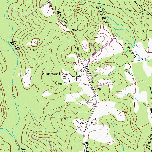 Topographic Map of Summer Hills Church, GA