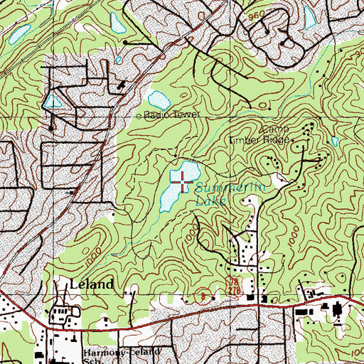 Topographic Map of Summerlin Lake, GA