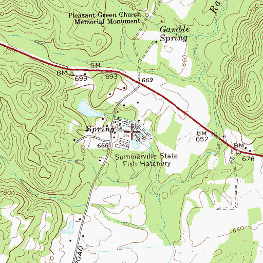 Topographic Map of Summerville State Fish Hatchery, GA