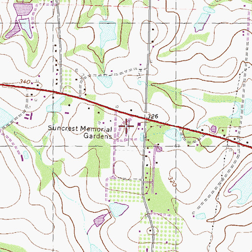 Topographic Map of Suncrest Memorial Gardens, GA